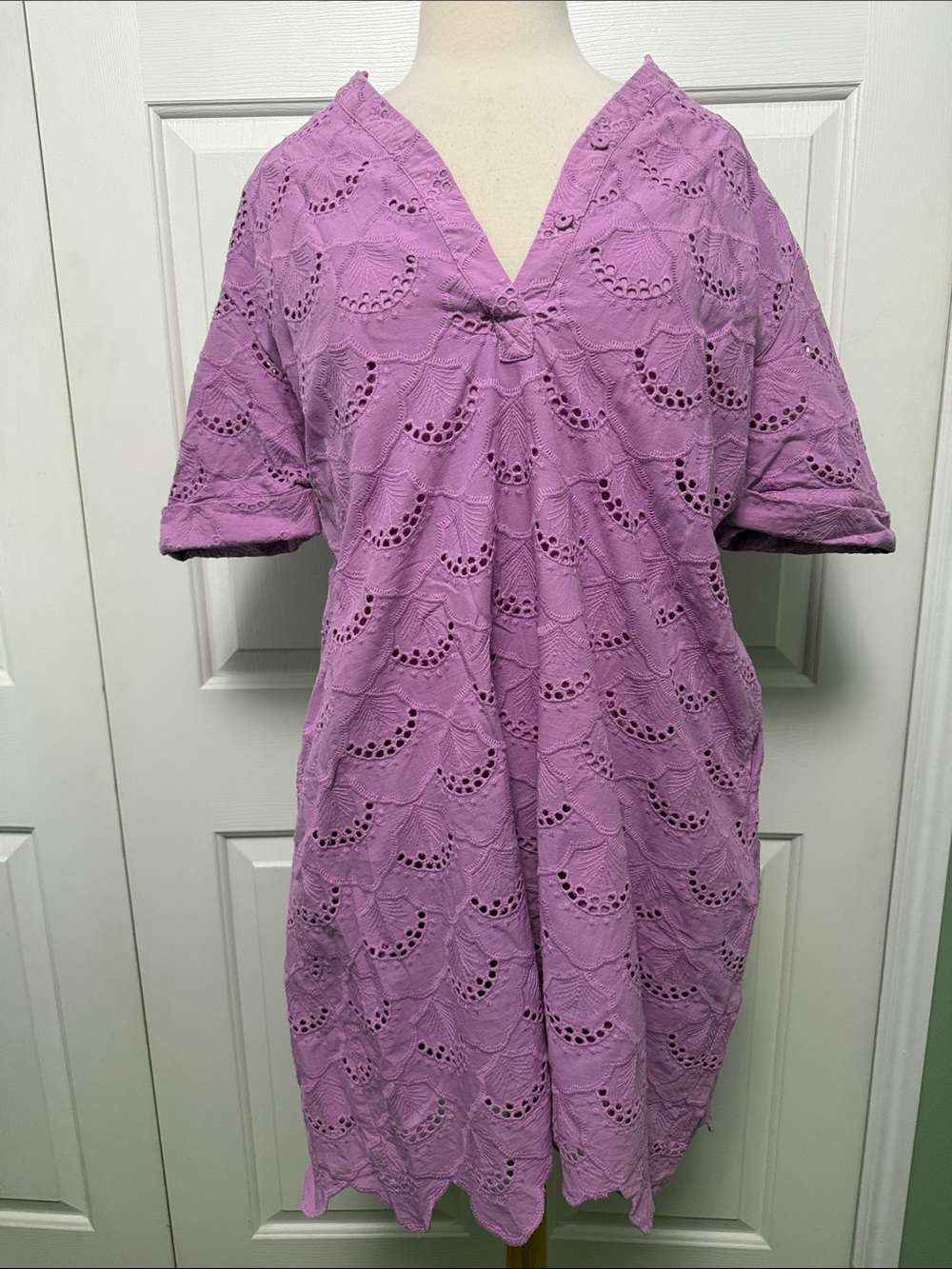 Chico's Lavender Eyelet Midi Dress